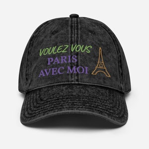 Paris Hat, Eiffel Tower Hat, France Paris Hat, Vintage French Text Hat, Travel Buddy Hat, Travel Lovers Cap, Paris Gift Hat, Paris Souvenir