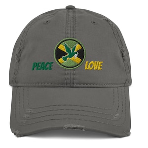 JAMAIKANISCHE FLAGGE/Peace and Love Vogel Distressed Hut