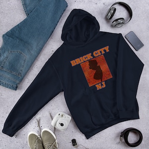 Sudadera con capucha de Nueva Jersey, Sudadera con capucha de Brick City New Jersey, Mapa de sudadera con capucha de Nueva Jersey, Sudadera con capucha de Newark NJ, Sudadera con capucha de regalo de Nueva Jersey, Sudadera con capucha unisex
