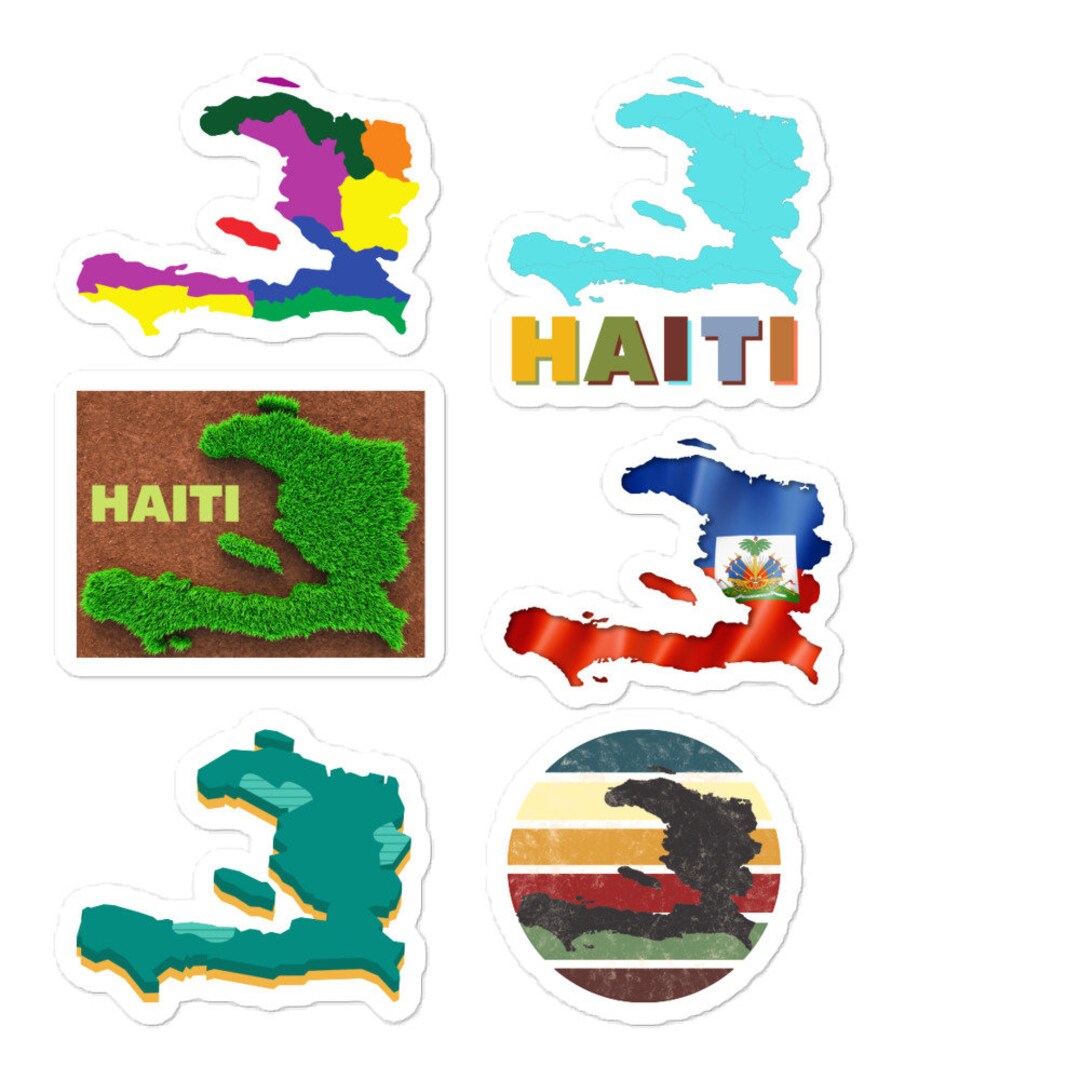 Haiti Map Stickers, Haitian Map Sticker Sheet, Haiti Outline Stickers