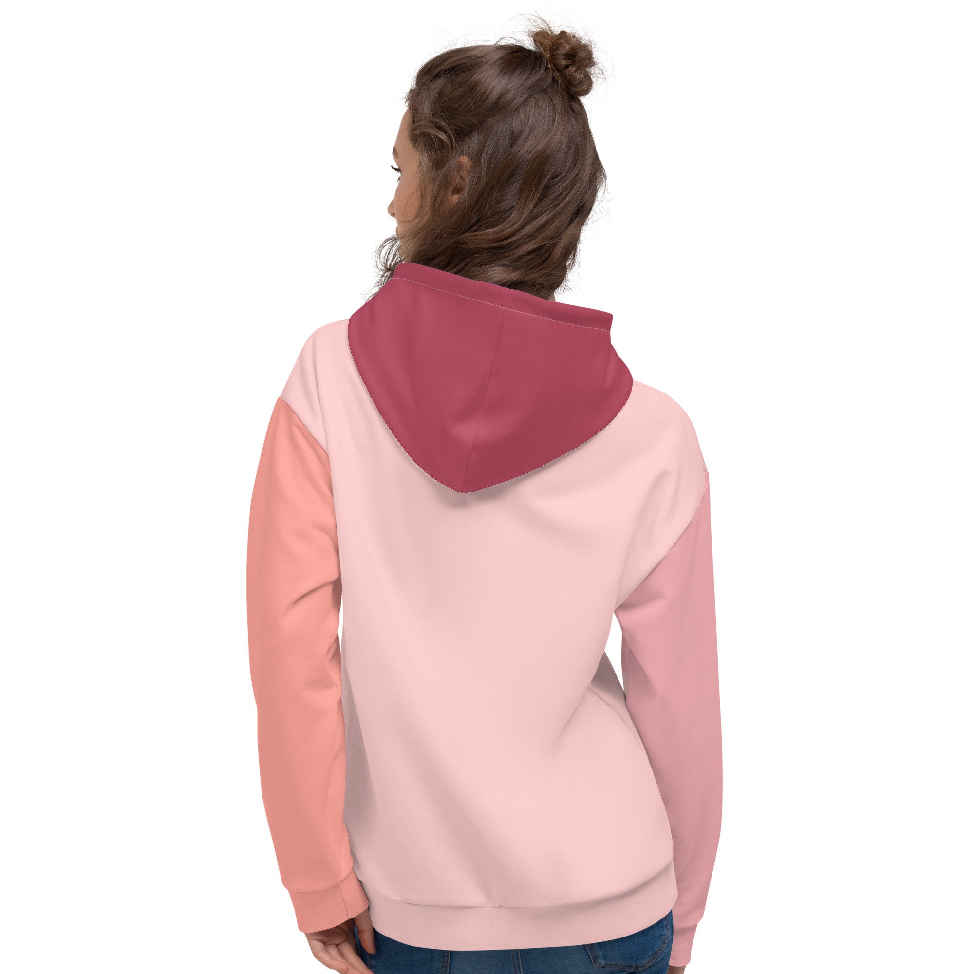Pastel Color Block Hoodie, Light Colored Hoodie, Pink Hoodie, 80's