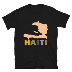 Retro Karte von Haiti Shirt, Vintage Haitian Shirt, Haiti Buntes T-Shirt, Retro Haiti, Kurzärmeliges Unisex T-Shirt