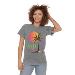 Haiti T-shirt, Haiti Graphic Tee, I Love Haiti Shirt, Haitian Pride Shirt, Vintage Haiti Shirt, Unisex Mineral Wash T-Shirt