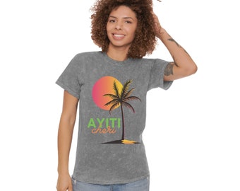 Haiti T-shirt, Haiti Graphic Tee, I Love Haiti Shirt, Haitian Pride Shirt, Vintage Haiti Shirt, Unisex Mineral Wash T-Shirt