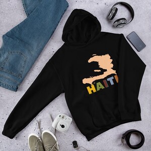 Retro Landkarte von Haiti Hoodie, Vintage Haitian Hoodie, Haiti Buntes Sweatshirt, Retro Haiti, Unisex Hoodie