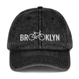 Brooklyn Cycling Hat, Brooklyn Bicycle Hat, Brooklyn New York Hat, Cycling Culture Hat, Brooklyn Gift Hat, Brooklyn Vintage Cotton Twill Cap