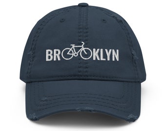 Brooklyn Cycling Hat, Brooklyn Bicycle Hat, Brooklyn New York Hat, Brooklyn Bike Hat, Cycling Culture Hat, Brooklyn Gift Hat, Distressed Hat