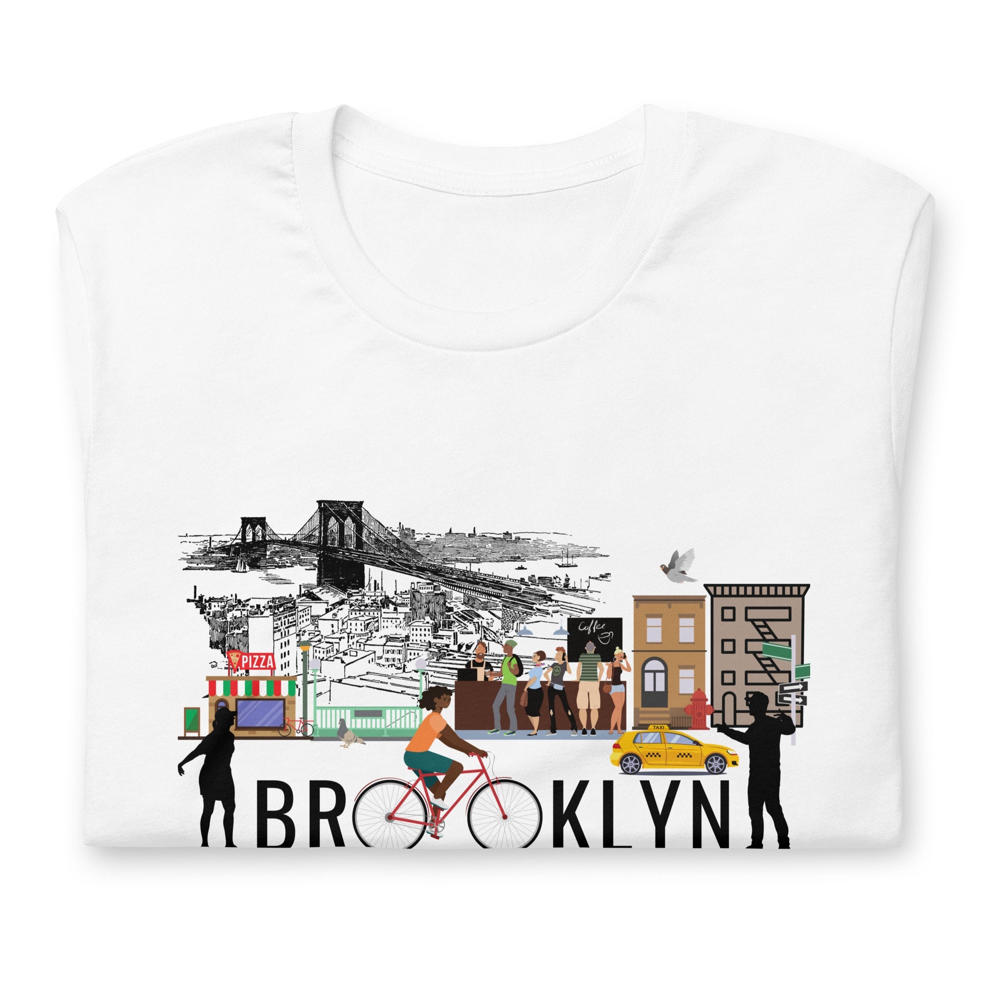 Chemise Brooklyn Illustration, chemise pont Brooklyn, chemise cadeau Brooklyn, chemise Brooklyn New York, T-shirt unisexe à manches courtes BK Scene