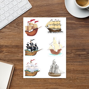 Vintage Schiffsaufkleber, Piratenschiffaufkleber, Segelschiffe, Kampfboote, alte Schiffe Aufkleber, Schiffsliebhaber Aufkleber, alter Schiffe Aufkleberblatt