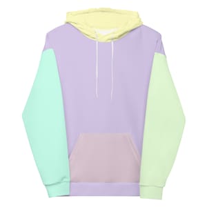 Pastel Color Block Hoodie, Vibrant Colored Hoodie, Bright Hoodie, 90&#39;s Vibe Hoodie, 80&#39;s Retro Fashion Hoodie, Vintage Hoodie, Unisex Hoodie