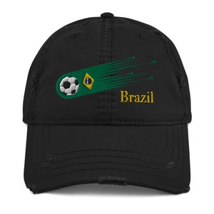 ブラジル ハット、ブラジル サッカー ハット、ブラジル ゴール ハット、ブラジル 国旗 ハット、ブラジル プライド ハット、ブラジル ギフト ハット、ブラジル ディストレスト ダッド ハット