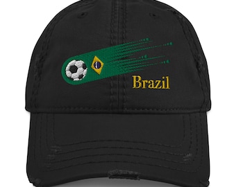 Brazil Hat, Brazil Soccer Hat, Brazilian Goals Hat, Brazilian Flag Hat, Brazil Pride Hat, Brazil Gift Hat, Brazil Distressed Dad Hat