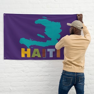 Retro Haiti Flag, Vintage Haitian Map Decoration, Distressed Haiti Map Wall Art, Colorful Haitian Map, Haitian Landscape, Haiti Home Decor