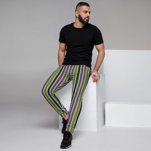 Retro Joggers, 90's Vibe Jogger Pants, Earth Tone Pants, Stripe Jogger Pants, Multi Color Pants, 90's Hip Hop Joggers, Men's Joggers