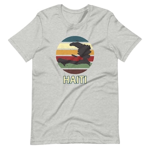 Retro Haiti Shirt, Vintage haitianisches Karten-Shirt, beunruhigte Haiti-Landschaft, buntes haitianisches Hemd, haitianische Landschaftskarte, Unisex-T-Shirt