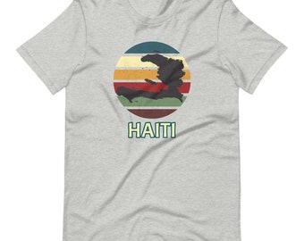 Retro Haiti Shirt, Vintage Haitian Map Shirt, Distressed Haiti Landscape, Colorful Haitian Shirt, Haitian Landscape Map, Unisex t-shirt