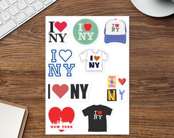 I Love New York Sticker Pack, I Heart NY Stickers, NY Pride Stickers, I Love New York Souvenir, New York Gift, Big Apple Sticker sheet