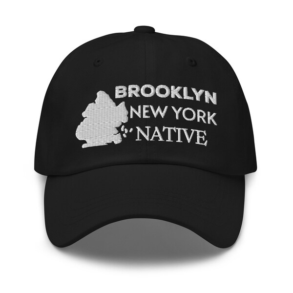 Brooklyn New York Hat, Brooklyn Native Hat, Brooklyn Map Outline, New Yorker Hat, Brooklyn Gift Hat, Brooklyn Bridge Hat, Born in BK Dad hat