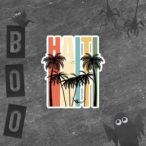 Retro Haiti Sticker, Bunte Haiti Sticky, Tropical Haiti Sticker, Haiti Geschenk Sticker, Haiti Palmen Sticker, Bubble-free Sticker