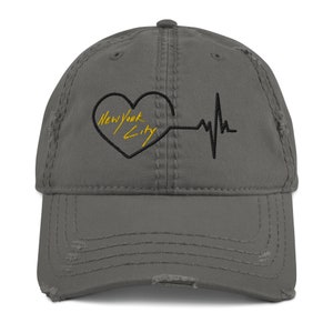 New York City Hat, New York Heart beat Hat, Distressed New York Cap, NYC Pride Hat, New York Gift Hat, New York Souvenir Cap, Vintage NY Hat