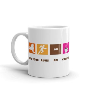 New York Kaffeetasse, New Yorker Accent Cawfee Tasse, Dunkin Donuts Tasse, Amerika läuft auf Dunkin Tasse, NY GeschenkBecher, Weiße glänzende Tasse, Teetasse
