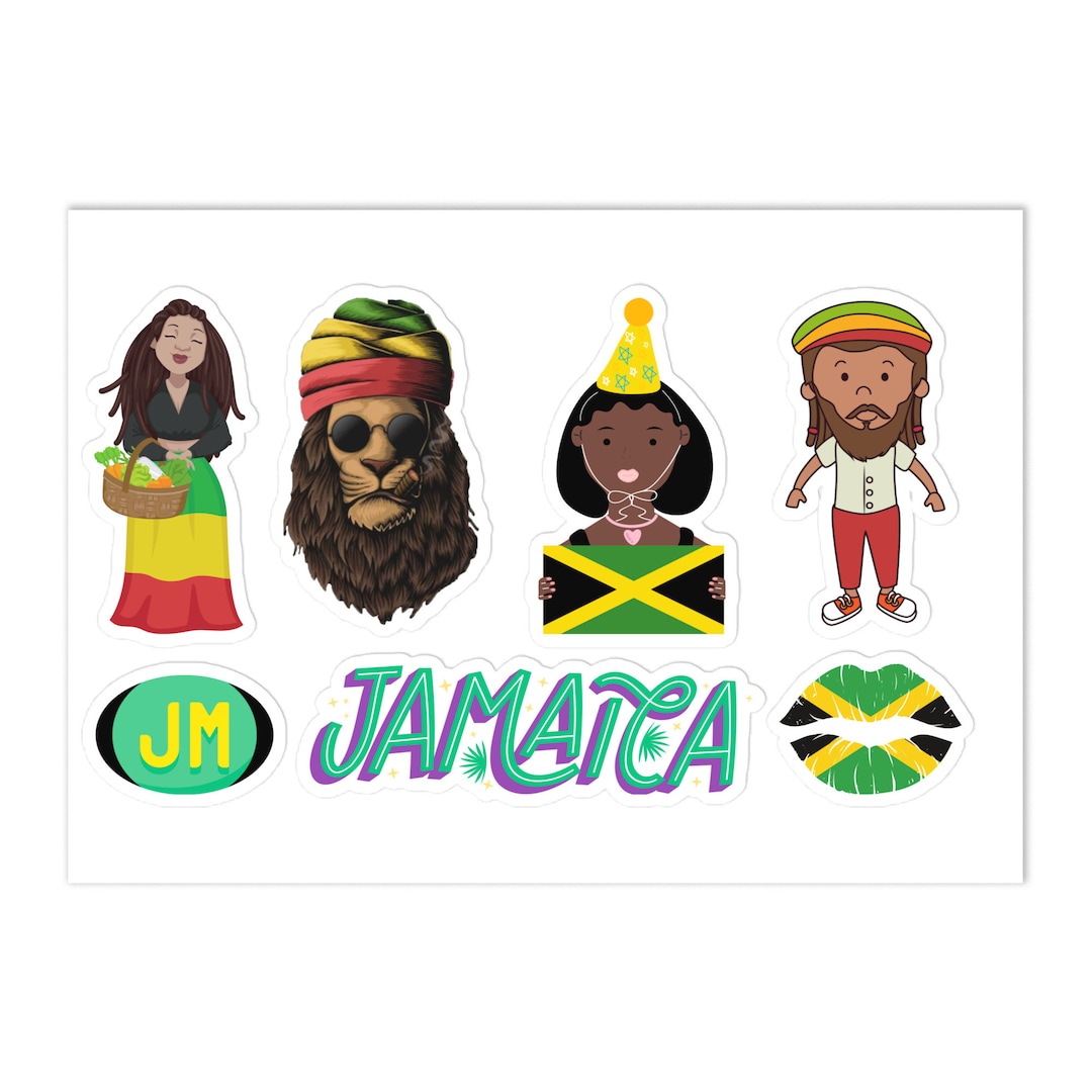 Jamaica Sticker Pack, Jamaican Pride Stickers, Jamaica Vinyl Stickers