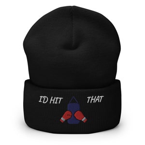 Warm Boxing Hat, Boxing Fan Hat, Funny Boxing Hat, Boxing Gloves Hat, Punching Bag Hat, Boxing Gift Hat, Boxing Skully, Cuffed Beanie Hat