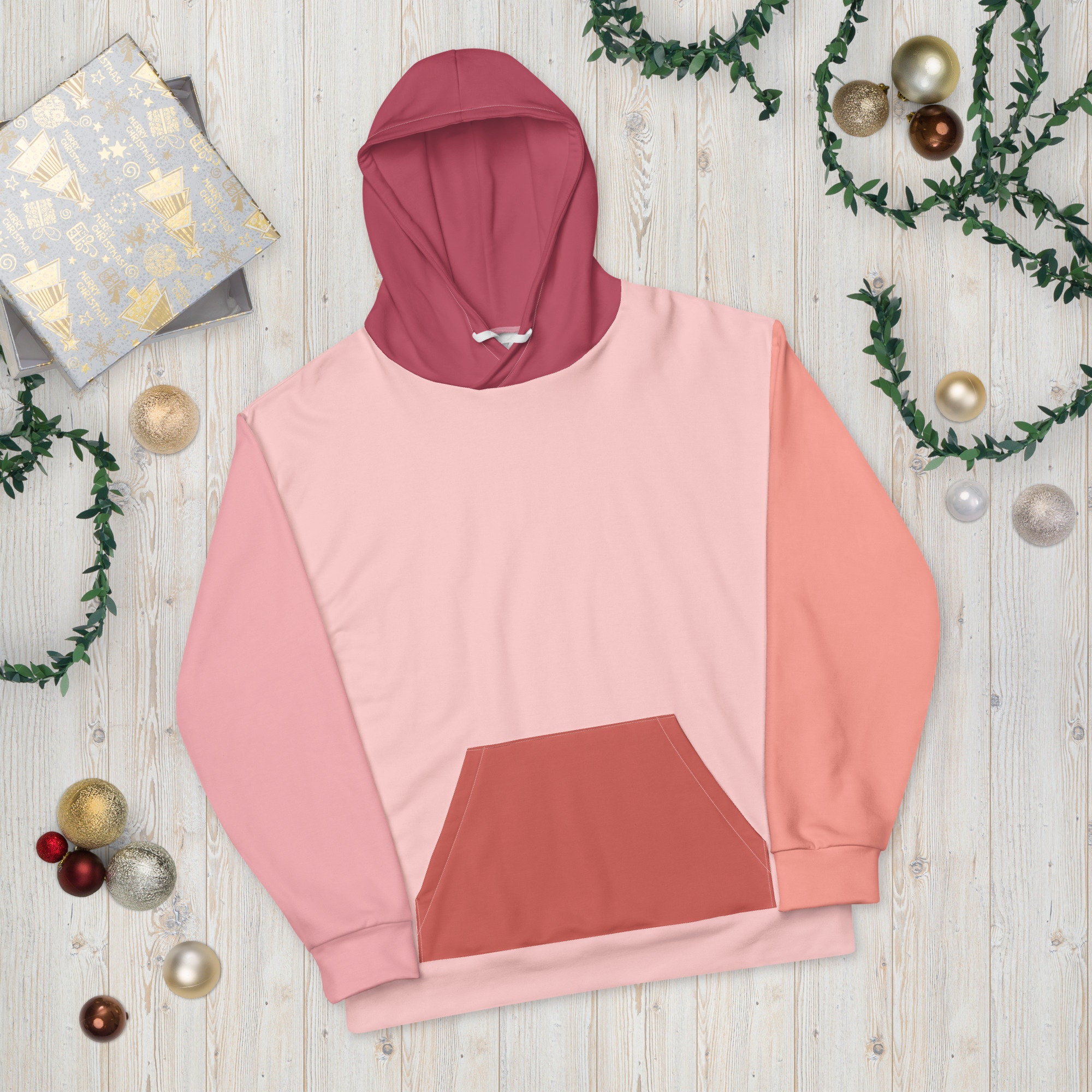 Pastel Color Block Hoodie, Light Colored Hoodie, Pink Hoodie, 80's