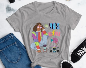 90's Vibe Shirt, 90's Girl Shirt, Old School Shirt, Bright Colorful Shirt, 90's kids Shirt, Vintage Tee, Retro Women's short sleeve t-shirt