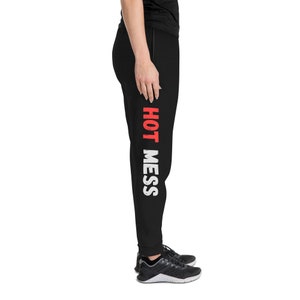 Hot Mess Joggers, Comfortable Sweatpants, Warm cozy Joggers, Comfy Running Pants, Distressed Print Pants, Vintage Text Unisex Joggers