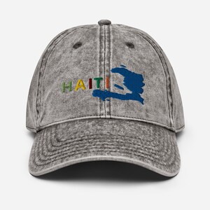 Kapelusz z mapą Haiti, kapelusz retro Haiti, kapelusz z konturem Haiti, kolorowy kapelusz Haiti, kapelusz na prezent z Haiti, kapelusz pamiątkowy z Haiti, czapka vintage z bawełny twill