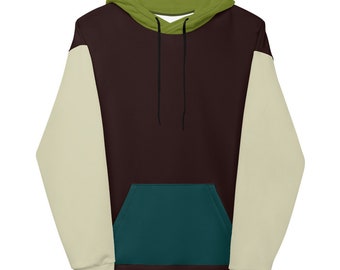 Colorblock Hoodie, Great Outdoors Hoodie, Multi Colored Hoodie, Camping Hoodie, Retro Hoodie, Vintage Hoodie, Earth Tone Unisex Hoodie,