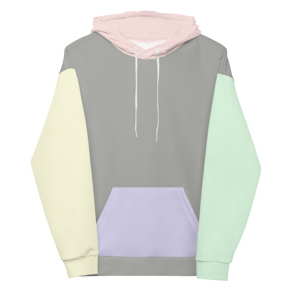Pastel Color Block Hoodie, Light Colored Hoodie, Retro