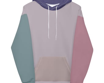 Soft Color Block Hoodie, Light Colored Hoodie, Mixed Colored Hoodie, Multi Color Sweatshirt, 90's Vibe Hoodie, Retro Unisex Hoodie