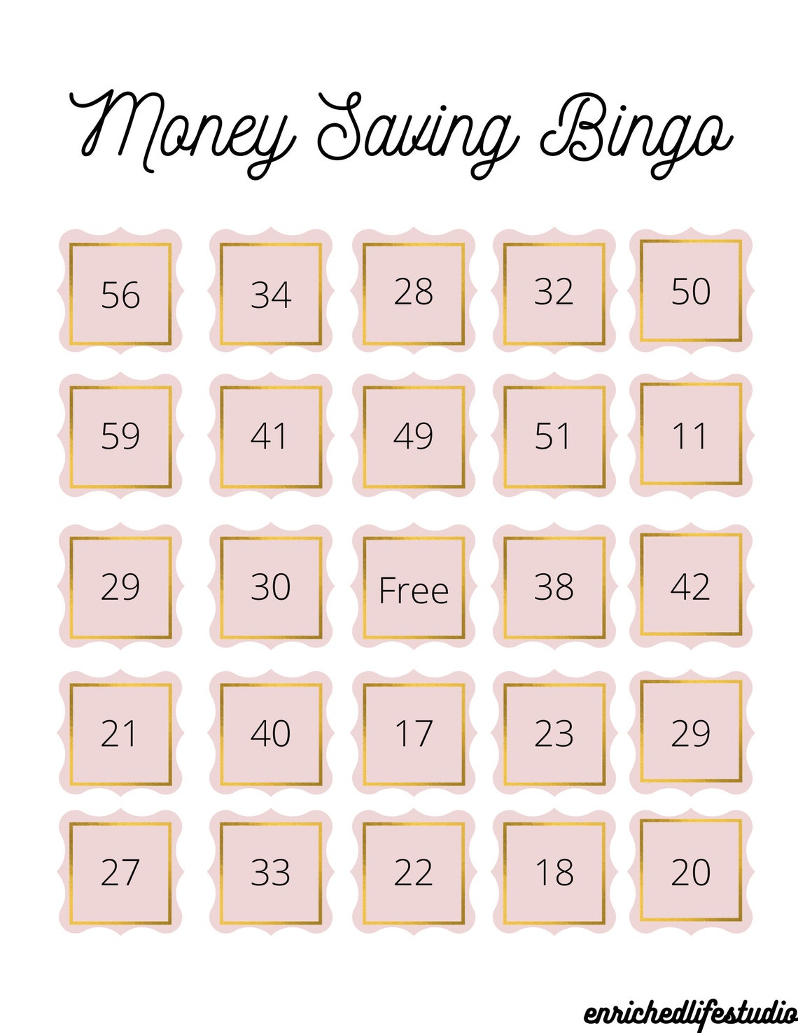 Money Saving Bingo Bundle, 5 Versions Included With Varied Amounts Etsy