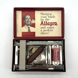 Allegro Razor Blade Sharpener Vintage from Switzerland with Original Box and Papers