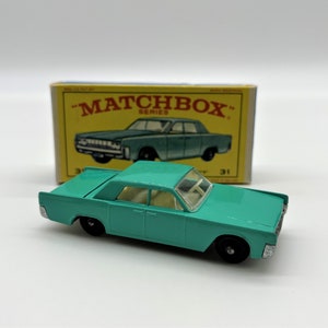 Matchbox Lesney No 31, Lincoln Continental, Mint Condition With Original Box, 1967 Collectible Toys Made in  England, Matchbox Diecast 1/74