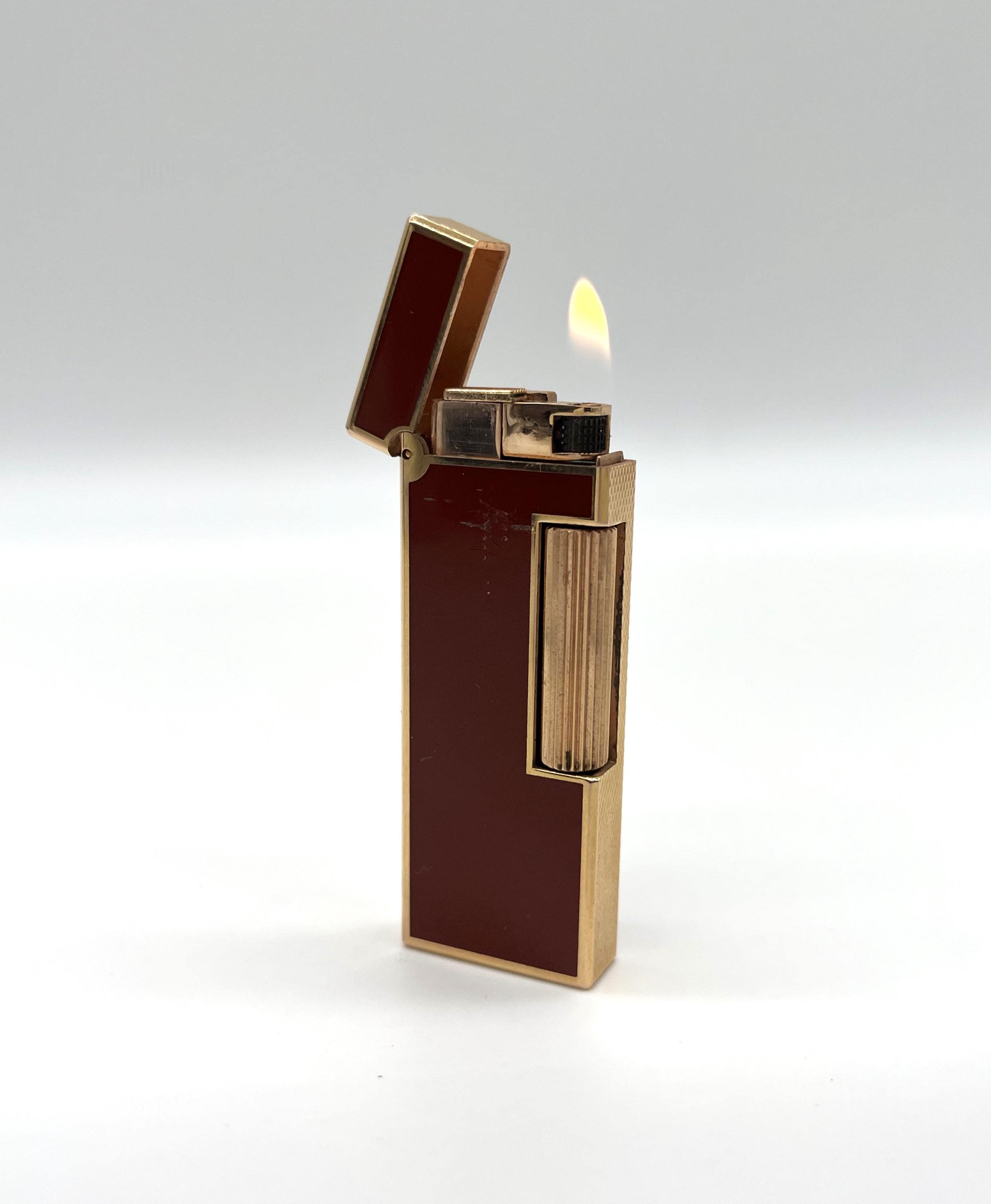 DUNHILL Rollagas Gold Plated Bordeaux Lacquer Gemline