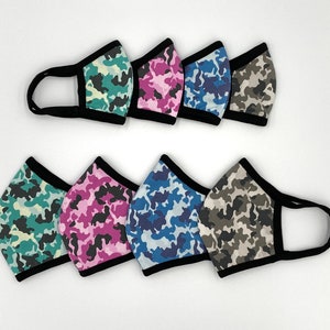 Camo Face Masks with Filter Pocket for Adults & Kids – Reusable Unisex Protective and Washable Masks - Certified Breathable Organic Cotton