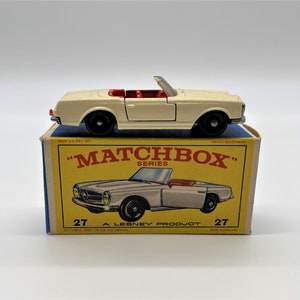 Matchbox Lesney No 27, Mercedes SL 230, Mint Condition With Original Box, 1966 Collectible Toys Made in  England, Matchbox Diecast 1/60