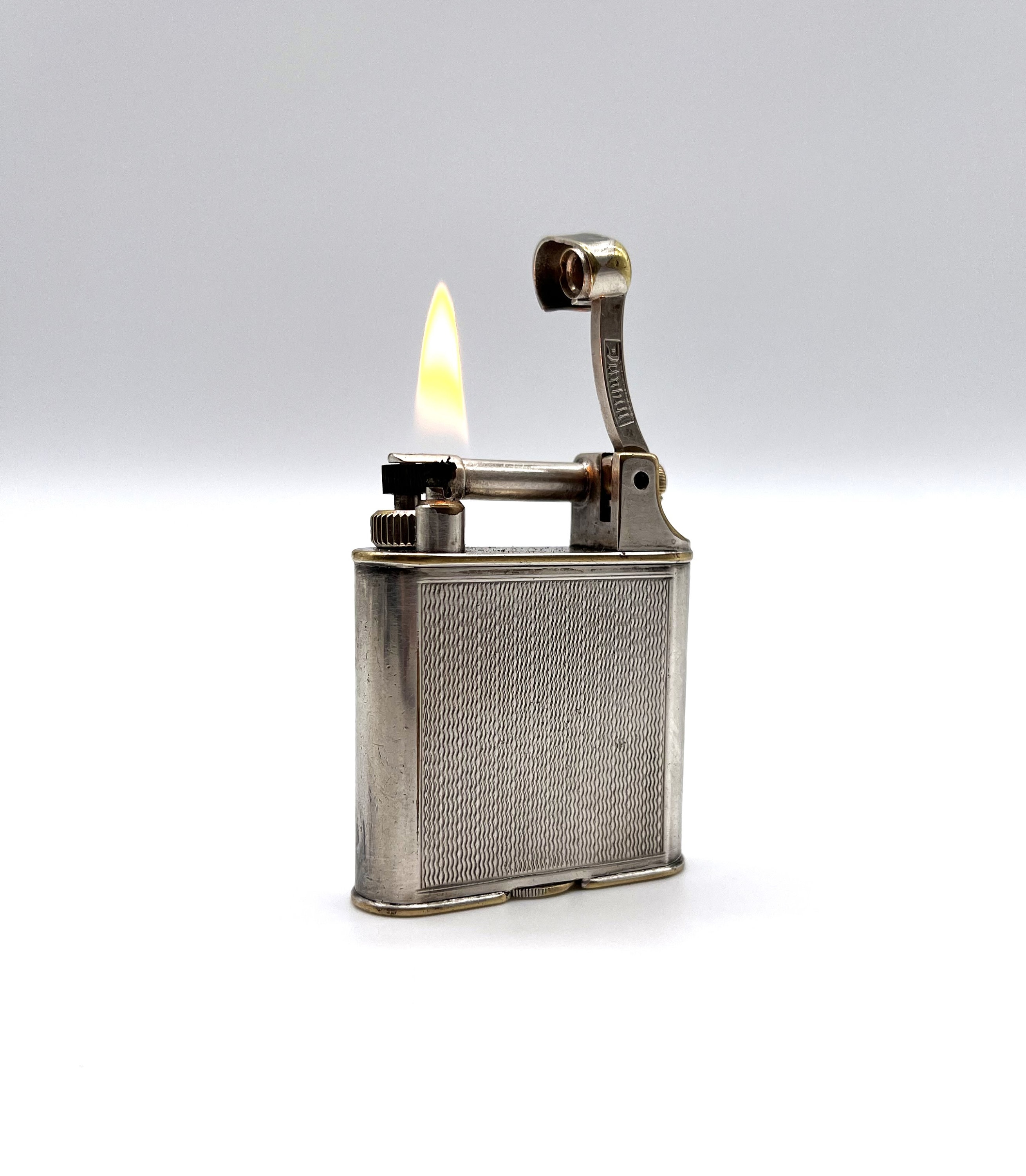 DUNHILL Lift Arm Silver Plated Vintage Collectors Petrol Lighter
