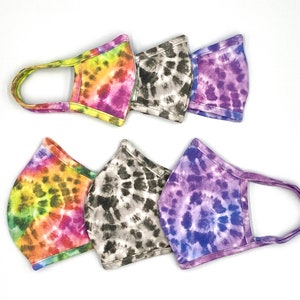 Tie dye face Masks with Filter Pocket - for Adults & Kids – Reusable Unisex Protective Washable Masks - Certified Breathable Organic Cotton