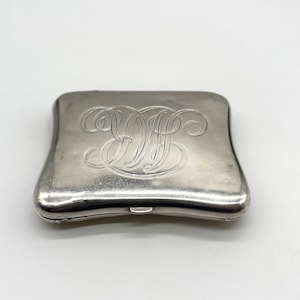 Antique Sterling Silver Cigarette Case 1950 MR Initials