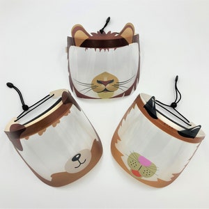 Adjustable Full Face Shields for Kids. Cute Animal Protective Face Shield for Children. Comfortable, Durable, Reusable and Easy To Clean