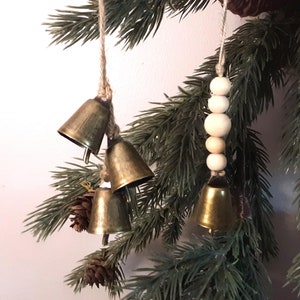 Christmas Bell Ornament, Vintage Cow Bells, Gift Topper, Holiday Supplies, Antique Bell Ornament, Christmas Stocking Embellishment, Ornament