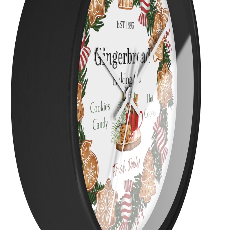 Horloge en pain d'épice, entreprise de boulangerie en pain d'épice, petite horloge murale, couronne de pain d'épice, décoration de Noël en pain d'épice, horloge de Noël image 4