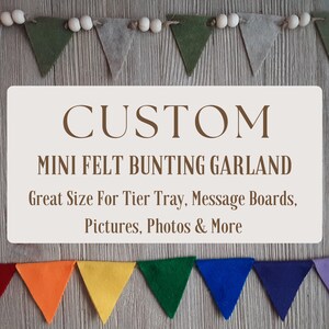 Made to Order Custom Mini Felt Bunting Garland | 2" Mini Felt Bunting with Mini Wooden Beads | Double or Single Layer Felt Bunting Banner