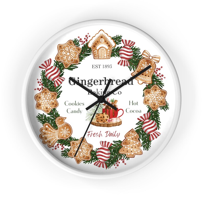 Horloge en pain d'épice, entreprise de boulangerie en pain d'épice, petite horloge murale, couronne de pain d'épice, décoration de Noël en pain d'épice, horloge de Noël image 6