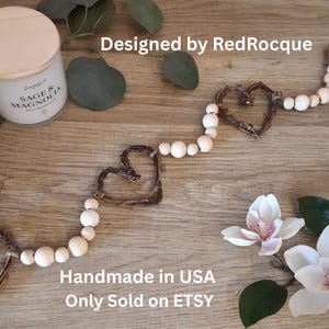 Grapevine Heart Garland, Valentine Farmhouse Garland, Neutral Garland, Fireplace Garland, Valentines Day Garland, Heart shape wood garland