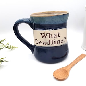 Tumbleweed Pottery, Large Handle Coffee Mug, Large Pottery Coffee Mug, Blue Pottery Coffee Mug, Blue Coffee Mug, Office Christmas Gift, Gift